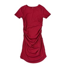 BP Red/Maroon Ribbed Cinched Body-Con Dress - SIZE M