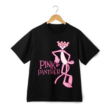 Pink Panther Cartoon Graphic Tee-Unisex Casual T-Shirt for Daily Retro Style