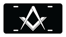 Masonic License Plate Black Aluminum Auto Tag Modern Masonic License Plate Black Aluminum Auto Tag Modern