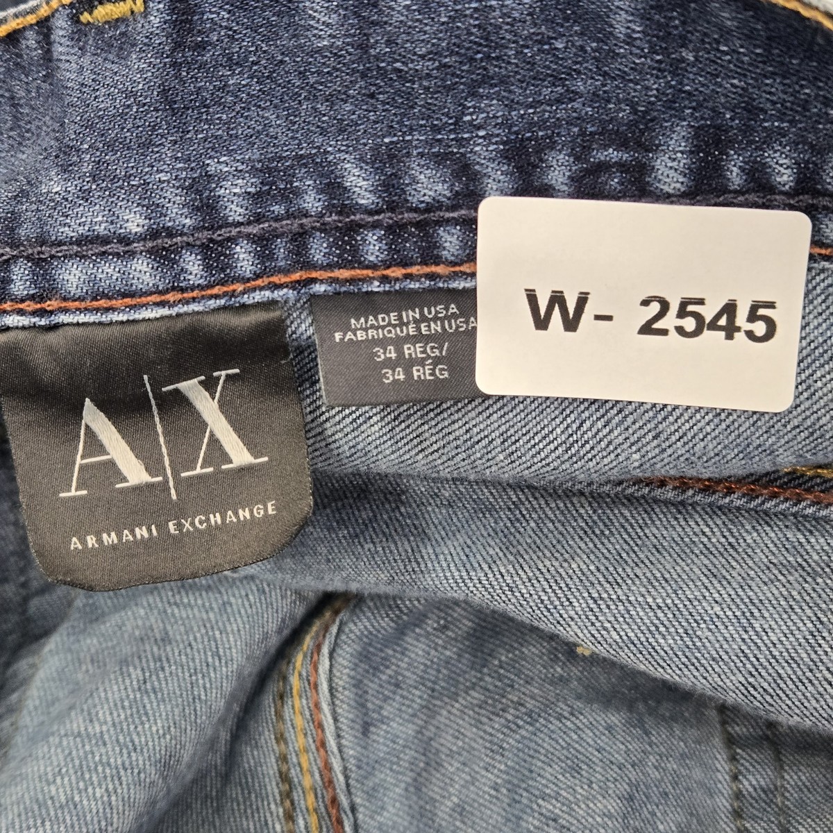 VINTAGE Armani Exchange Men Jeans 34 Blue Denim AX709 Dark Destroy