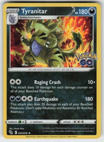 Tyranitar 043/078 Holo Rare Pokemon GO