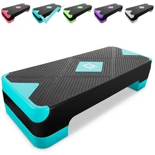 Adjustable Workout Aerobic Stepper, Aerobic Exercise Step Platform with 2 Ris...