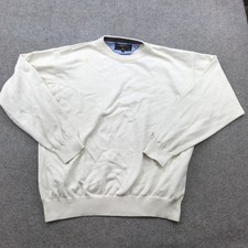 vintage Tommy Hilfiger Sweater Mens Medium White Crewneck Pullover Golf Cotton