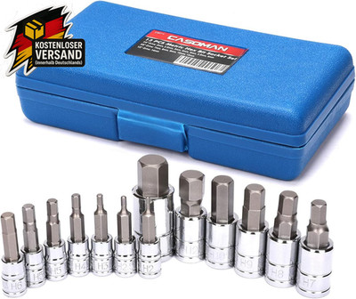 CASOMAN 13 Piece Hex Bit Socket Set, Metric, 2Mm-14Mm, S2 Steel Allen Bit Socket