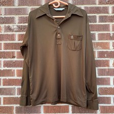 Penguin Shirt VTG Grand Slam Munsingwear Size L 70s LS polo Shirt Brown Grunge