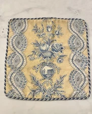 Custom Pillow Cover 17” Square Yellow Blue Designer Fabric