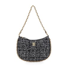 Chanel Fabric Shoulder Bag Women Black One Size