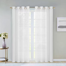 White Solid Grommet Sheer Curtain - 55 In. W X 84 In. L Set of 2