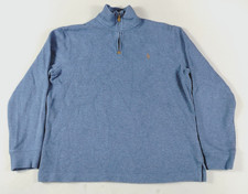 Polo Ralph Lauren Sweater Mens Medium Blue Cotton 1/4 Zip Preppy Pullover Office