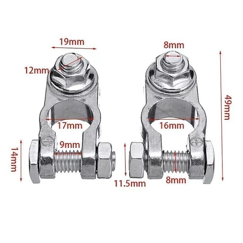 2 PIEZAS 16-18mm Universal Conector de Batería de Coche Terminal Abrazadera Clips Cabeza de Pila de Zinc Foto 2 de 4