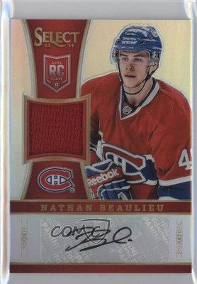 2013 Panini Select Rookie Jersey Silver Prizm 97/99 Nathan Beaulieu Auto RC o6m