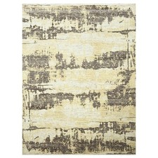 9'x12' Ivory & Brown Modern Abstract Design Hand Knotted Wool & Silk Rug R76340