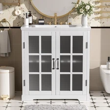 30" Modern Bathroom Vanity with Ceramic Sink, Bathroom Vanity Cabinet White