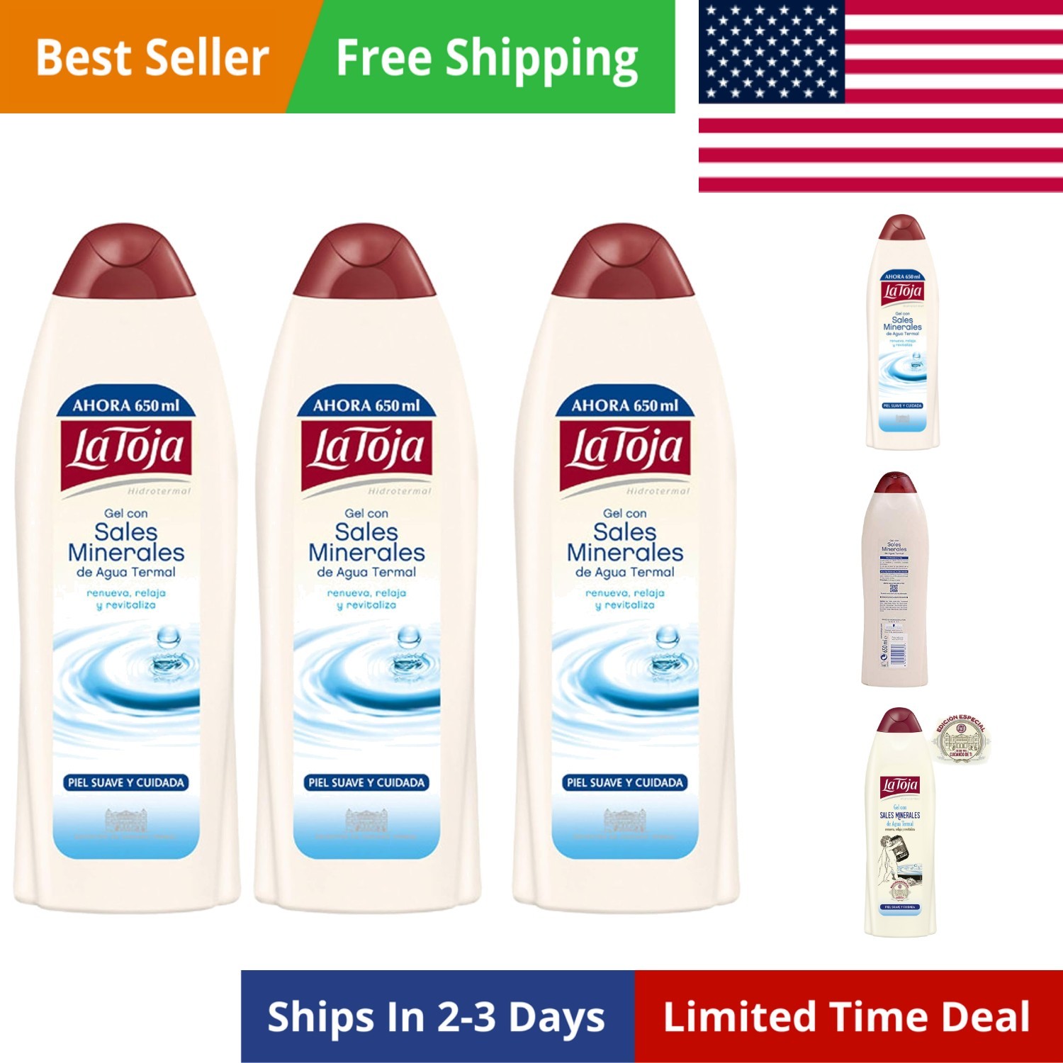 3 Bottles of Shower Gel 23.3oz./600 ml