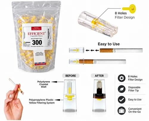 EFFICIENT Bulk Cigarette Filter Tips (300 Filters) Block, Filter Out Tar & Nic - Picture 9 of 11