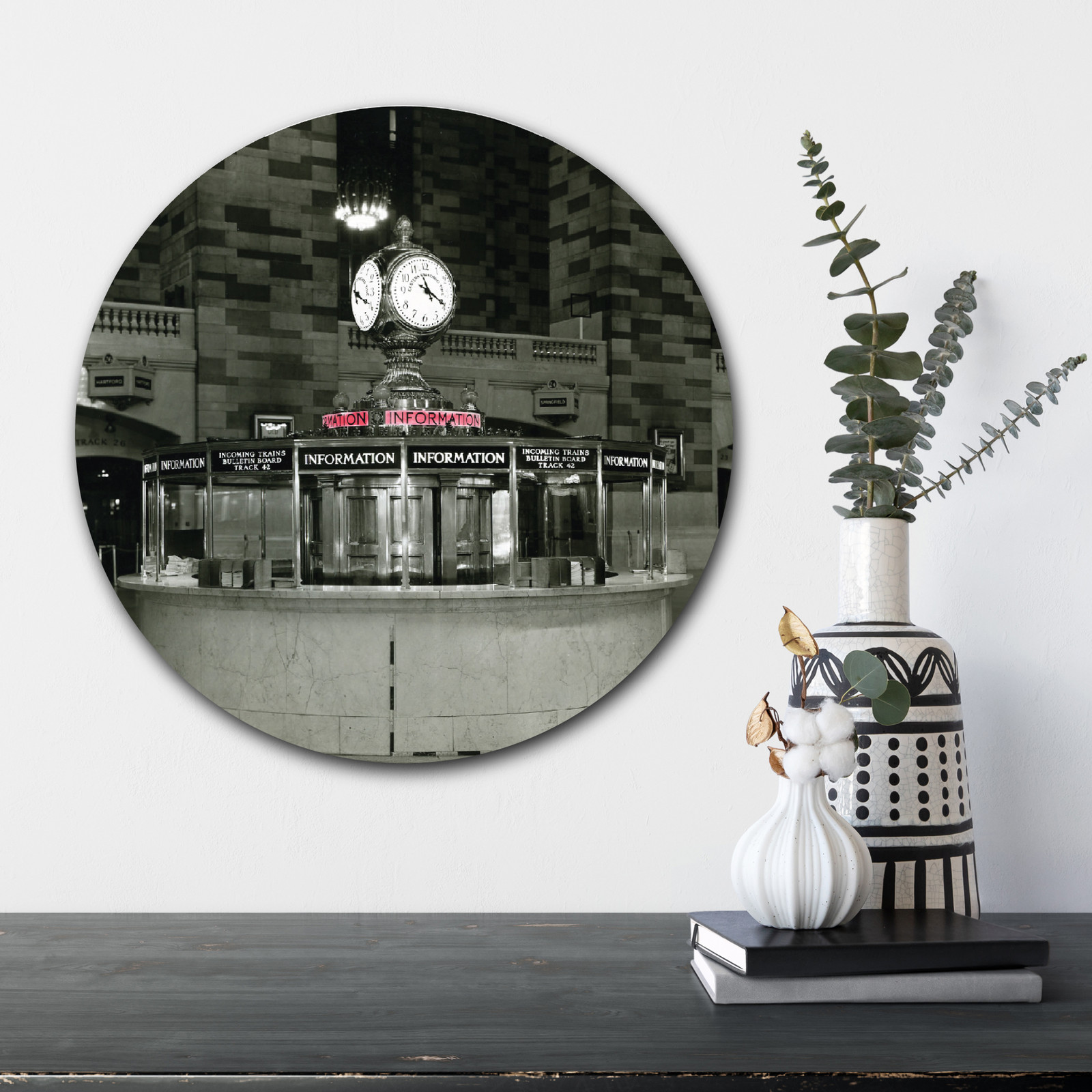 Courtside Market Grand Central - Information Booth & Clock Circular Wood Decor