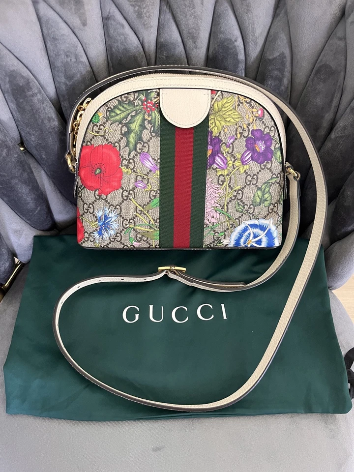 Bolso de Hombro Gucci Ophidia Dome Flora GG Lona Recubierta Pequeño Foto 4 de 4