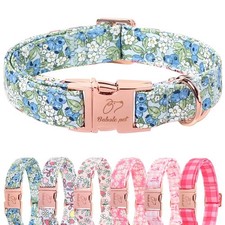 Blueberry Garden Dog Collar, Spring/Summer Cottagecore Floral Dog Collars, Ad...