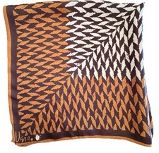 VTG 1960  s VERA NEUMANN Ladybug Acetate Scarf 22  Brown Geometric Pattern