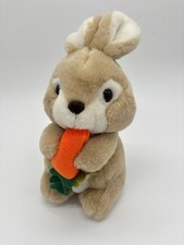 Easter Pets Tan Bunny Plush Holding Carrot 11 Vintage Stuffed Animal