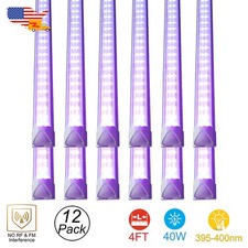 UV Black Light Bar 4FT 40W Ceiling Mount Led Tube with US Plug Stage Lighting