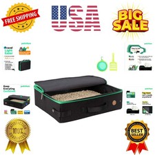 Portable Travel Litter Box for Cats with Lid to Contain Litter and Odor. Easy...