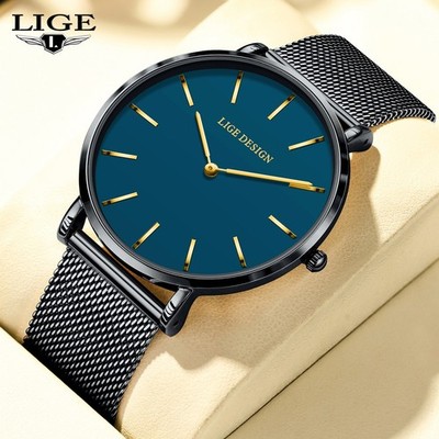 NEU Herren Armbanduhr Business Quarzuhr Schlank Wasserdicht Edelstahl Männer Uhr