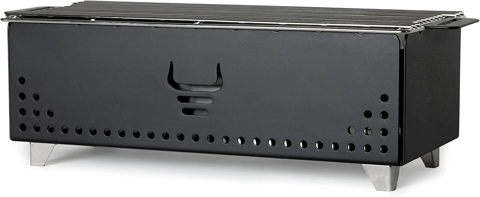 Stainless Steel Portable Hibachi Grill - 750ºF, 5 Yr Warranty, Matte Black