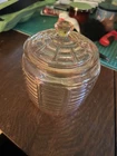 Vintage Anchor Hocking Manhattan Pink Depression Glass Bee Hive Cookie Jar 7”