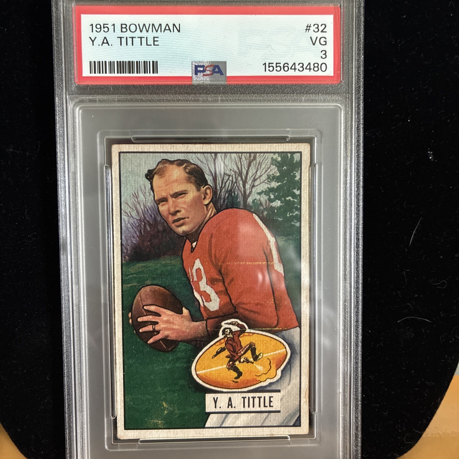 1951 Bowman Y.A. Tittle #32 – PSA 3 VG – Vintage Football Hall of Fame
