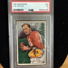 1951 Bowman Y.A. Tittle #32 – PSA 3 VG – Vintage Football Hall of Fame