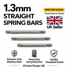 1.3mm Watch Spring Bars Stainless Steel | Double Flanged | 6mm?22mm | Multi-Pack