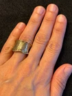 VINTAGE BALI STERLING 925 GOLD TEXTURED WAVE WIDE BAND RING *7.4 gm*