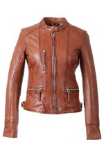 Bnwt - Rrp£199 Oakwood Ladies Each Wild Nappa Leather Biker Jacket Size 12/m