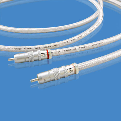 Pair Hi-end 4N Pure Solid Silver Wire HIFI Audio Shielded Interconnect RCA Cable - Afbeelding 1 van 10