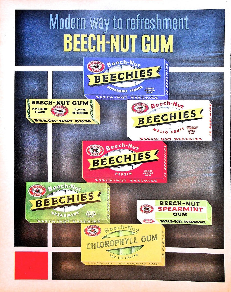 Original 1950s Beech-nut Gum Ad: Modern Way to Refreshment
