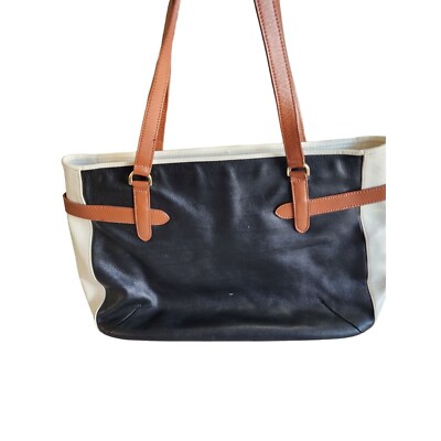 Talbot Leather Purse, Black and White Color Block