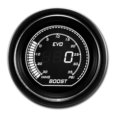 EVO 52mm Digital Turbo Boost/Vacuum Gauge -30~0 inHg/0~35 PSI White & Green LCD
