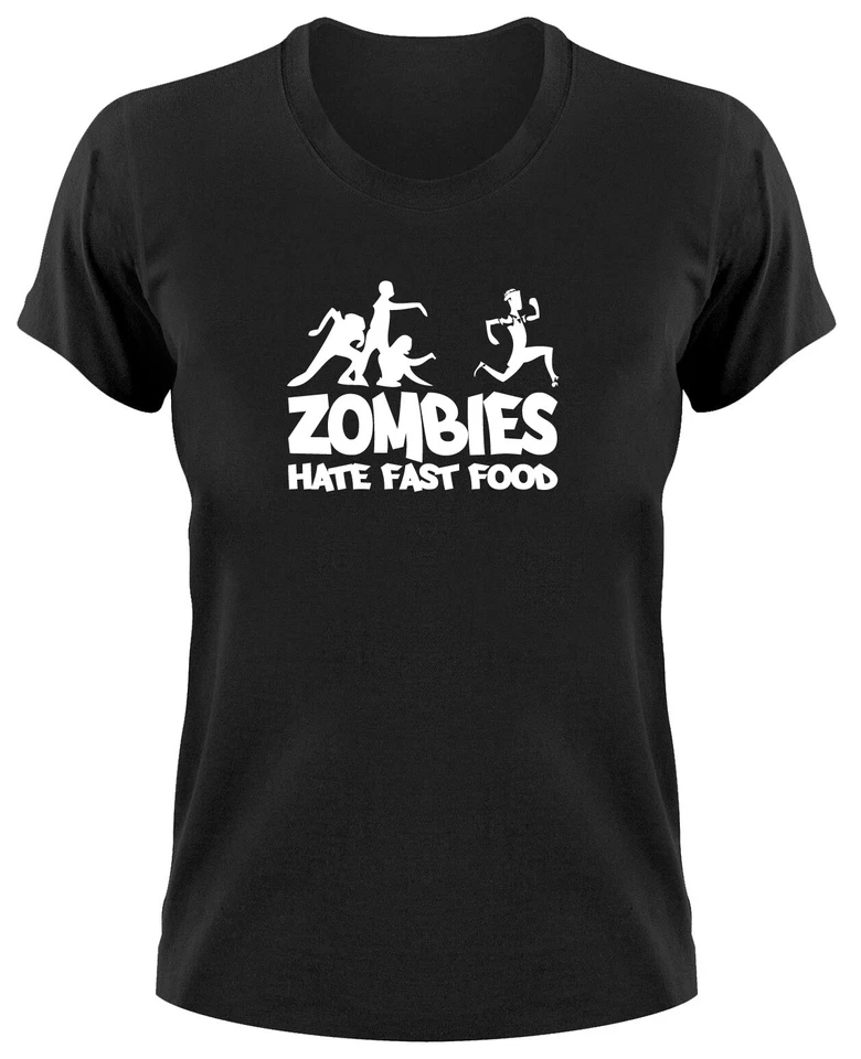 Zombies Hate Fast Food Fun Girlie Damen Ladies Girls T-Shirt Funshirt - Bild 1 von 1