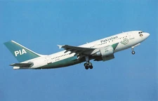 Postcard Airline PAKISTAN INTERNATIONAL Airbus AP-BEB, BUCHairCARD CC10.
