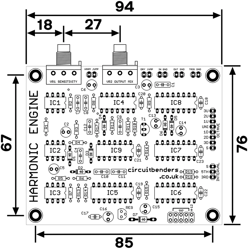 circuitbenders HARMONIC ENGINE - E&MM Harmony Generator clone PCB - modular DIY - Image 3 of 4