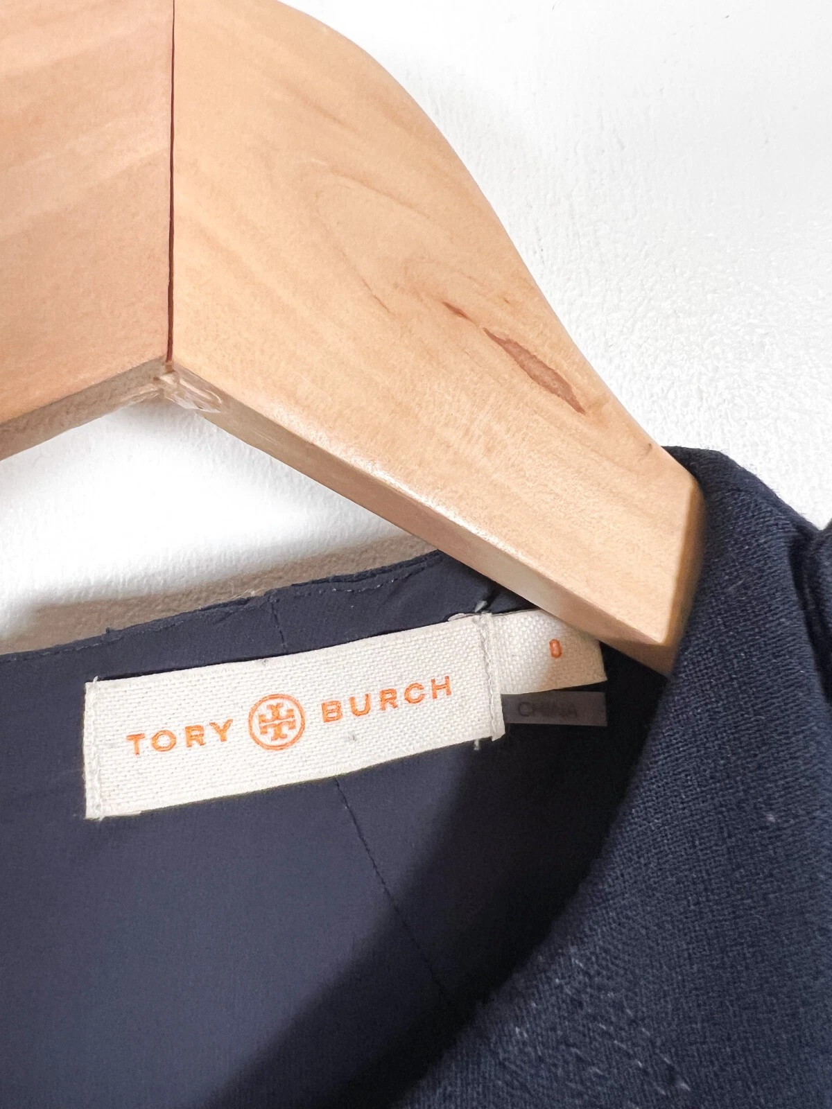 Abito Tory Burch taglia US 0 UK 4 blu navy misto lana foderato in tweed elegante a matita