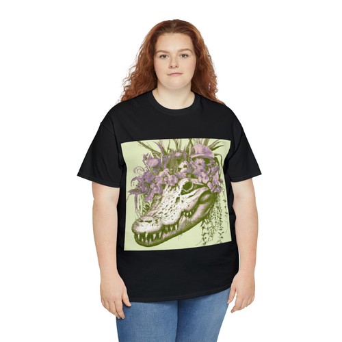 Vintage Style Nature T Shirt Unisex Adult Alligator Skull Floral Animal Art Tee - Picture 18 of 23