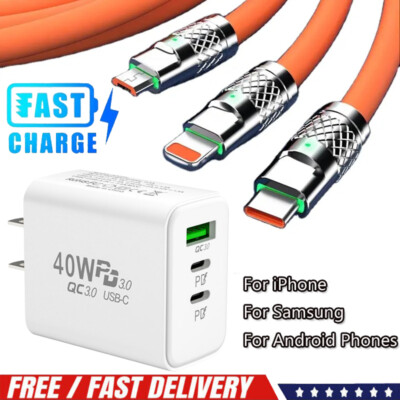 40W Super Fast Charger&3 in 1 Cable Cord For Samsung A34 A22 A54 A15 5G A52 A03s