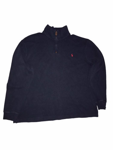 Polo Ralph Lauren Herrenshirt blau vierteljähriger Reißverschluss Langarmpullover Gr. XL C46