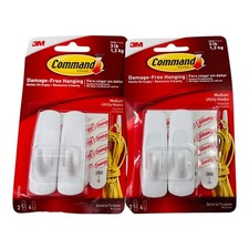 4 Hooks Command Medium Utility Hooks White General Purpose Hooks  Strips