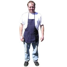 Hawk AD015 Denim Blue 3  Pocket Bib Apron   Durable Shop Apron for Metal or Wood