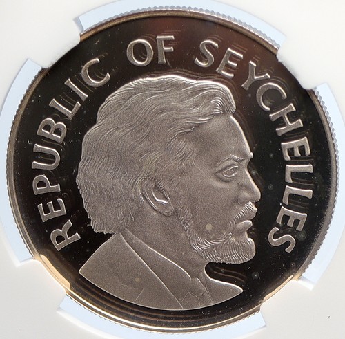 1977 SEYCHELLES Jubilee President James Mancham PF SILVER 25 R Coin NGC i105653 - Picture 2 of 5