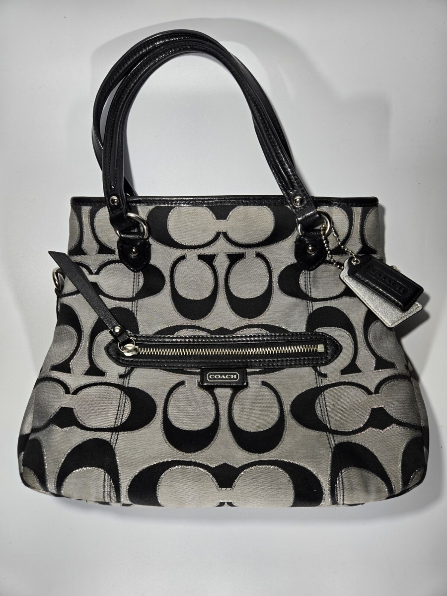 COACH C1380-F23940 Black Gray Silver Handbag Shoulder Bag | eBay