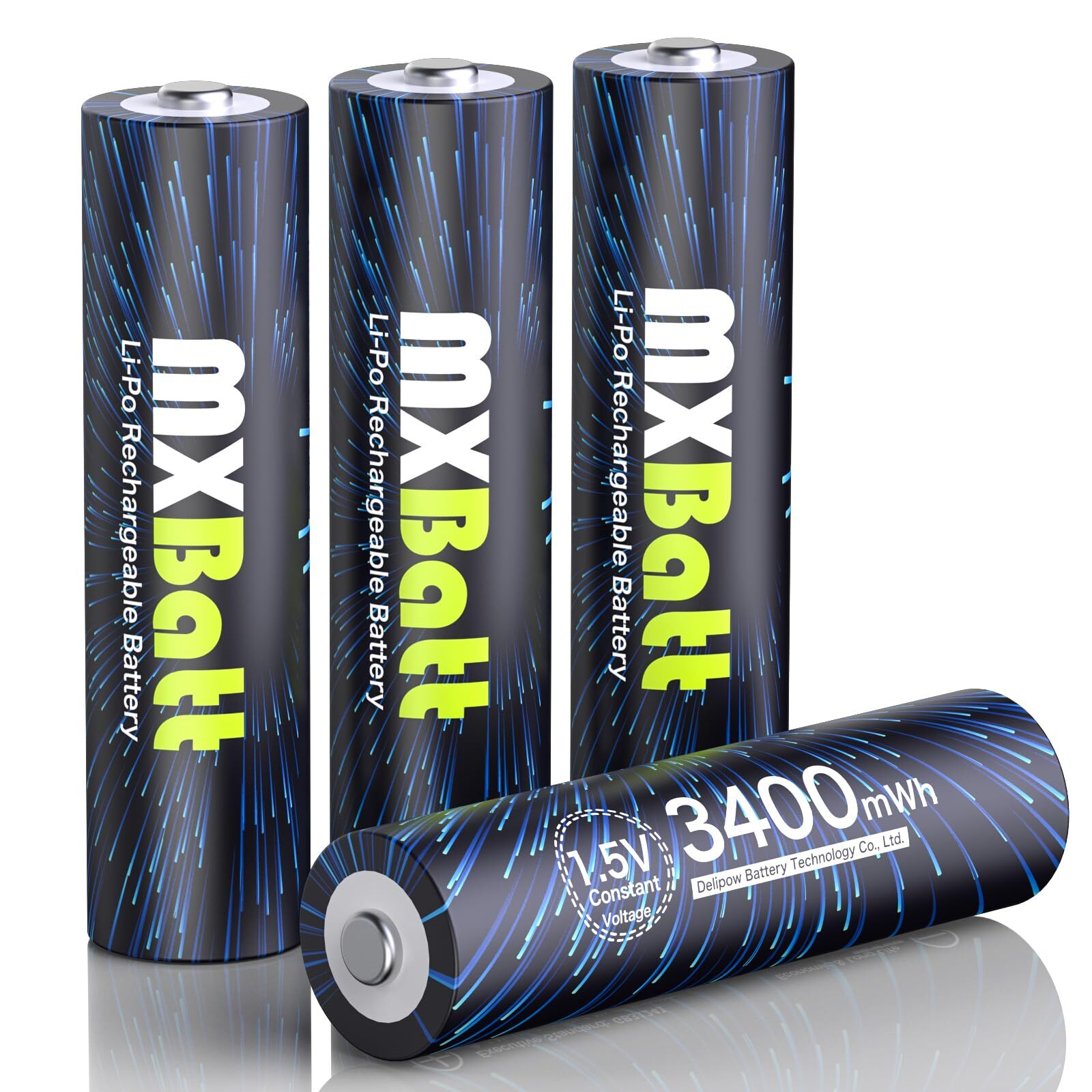 AA Rechargeable Batteries 1.5V 3400mWh, Rechargeable Lithium AA Batteries 4 P...-image